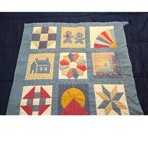 VTG Farmhouse Handmade Quilt Patchwork Gingerbread House Wall Hanging 35"x37"